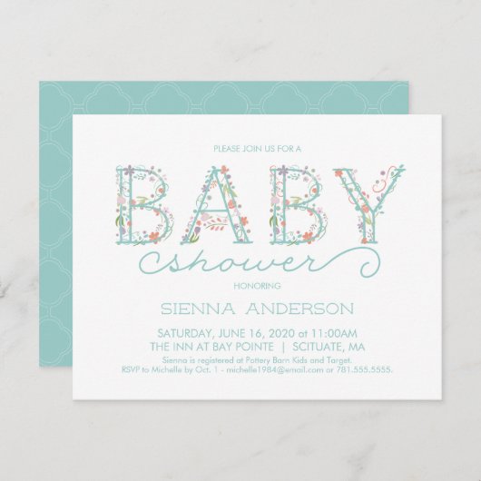 ベビーシャワー招待状-カスタム招待状 招待状 (正面/裏面)