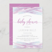 ベビーシャワー招待状 – ガール，ピンク，カスタム