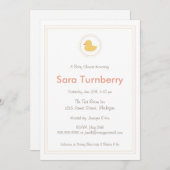 ベビーシャワー招待状-ゴムダッキー(アヒルちゃん) 招待状 (正面/裏面)