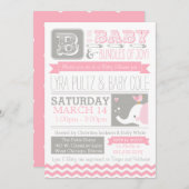 ベビーシャワー招待状 – サーカスエレファント&シェブロン 招待状 (正面/裏面)
