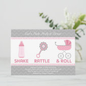 ベビーシャワー招待状 - シェイク、ラトル＆ロール 招待状 (スタンド正面)