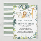 ベビーシャワー招待状 ジャングルの動物 招待状 (正面/裏面)