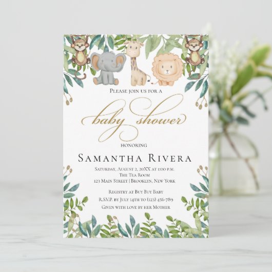 ベビーシャワー招待状、ジャングルサファリベイビーシャワー 招待状 (スタンド正面)