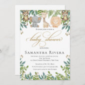 ベビーシャワー招待状、ジャングルサファリベイビーシャワー 招待状 (正面/裏面)