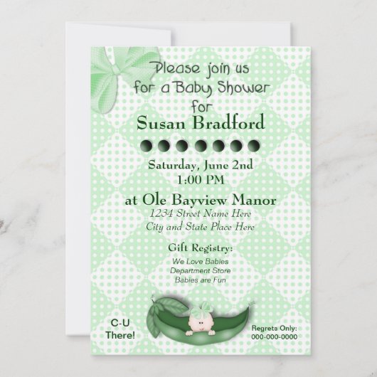 ベビーシャワー招待状 – スイートピー 招待状 (裏面)