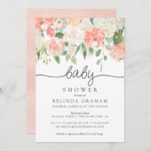 ベビーシャワー招待状|スイート花模様02 招待状 (正面/裏面)