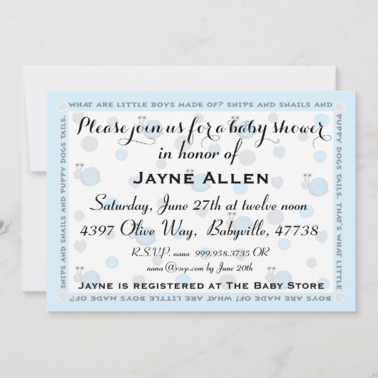 ベビーシャワー招待状「スニップとカタツムリ」 招待状 (正面)