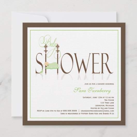 ベビーシャワー招待状-スリーピングベビー 招待状 (正面)