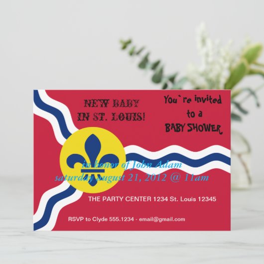 ベビーシャワー招待状、セントルイス州旗 招待状 (スタンド正面)
