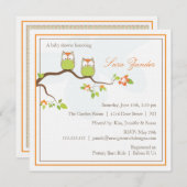 ベビーシャワー招待状-ニュートラルツインベビーフロー 招待状 (正面/裏面)