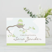 ベビーシャワー招待状-ニュートラルベビーバード 招待状 (スタンド正面)