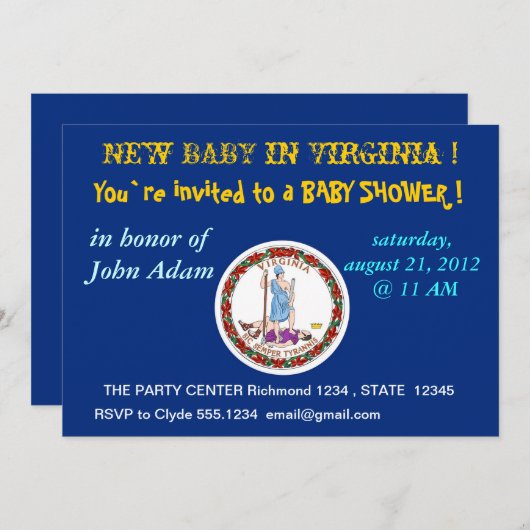 ベビーシャワー招待状（バージニア州旗） 招待状 (正面/裏面)