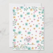 ベビーシャワー招待状 |ピンクの水彩花模様 招待状 (裏面)