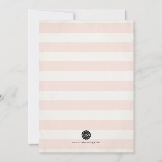 ベビーシャワー招待状-ピンクストライプフローラ 招待状 (裏面)