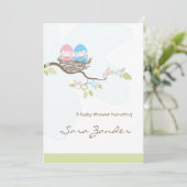 ベビーシャワー招待状-ピンク&ブルーツインバーズ 招待状 (スタンド正面)