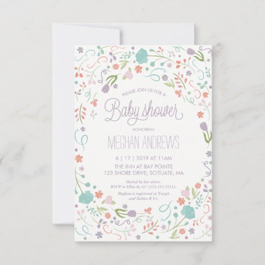 ベビーシャワー招待状、フかわいらしラワーズガール招待状 招待状 (正面)