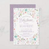 ベビーシャワー招待状、フかわいらしラワーズガール招待状 招待状 (正面/裏面)