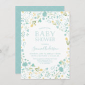 ベビーシャワー招待状-フローラ、カスタム招待状 招待状 (正面/裏面)