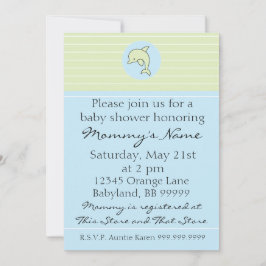 ベビーシャワー招待状。ブルードルフィン。12.7 x 17.78cm 招待状