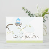 ベビーシャワー招待状 – ブルーベビーバード 招待状 (スタンド正面)