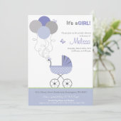 ベビーシャワー招待状 – ベビーカー&バルーン 招待状 (スタンド正面)