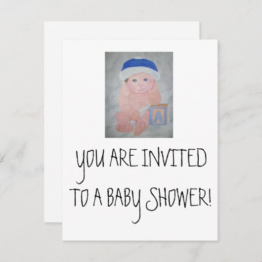 ベビーシャワー招待状-ベビーキリスト教の贈り物 招待状 (正面/裏面)