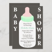 ベビーシャワー招待状(ベビーボトル) 招待状 (正面/裏面)