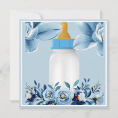 ベビーシャワー招待状-ベビーボトル – 花 招待状 (正面)