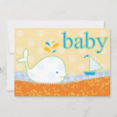 ベビーシャワー招待状-ボーイベビークジラ 招待状 (正面)