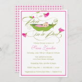 ベビーシャワー招待状 – ポッドのガールピー 招待状 (正面/裏面)