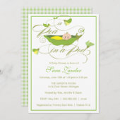 ベビーシャワー招待状 – ポッド内のニュートラルピー 招待状 (正面/裏面)