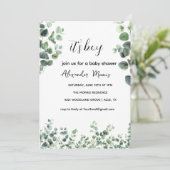 ベビーシャワー招待状, ユーカリグリーン テーマ 招待状 (スタンド正面)