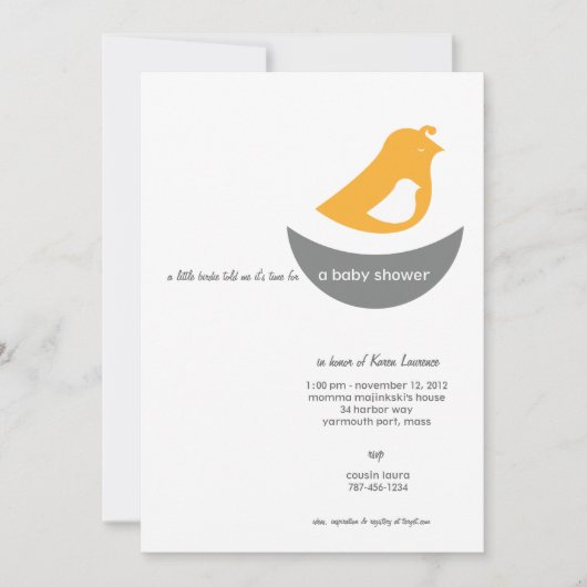 ベビーシャワー招待状-ライトルの鳥から聞いた 招待状 (正面)