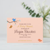 ベビーシャワー招待状 |リトルバーディピーチ 招待状 (スタンド正面)