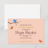 ベビーシャワー招待状 |リトルバーディピーチ 招待状 (正面/裏面)