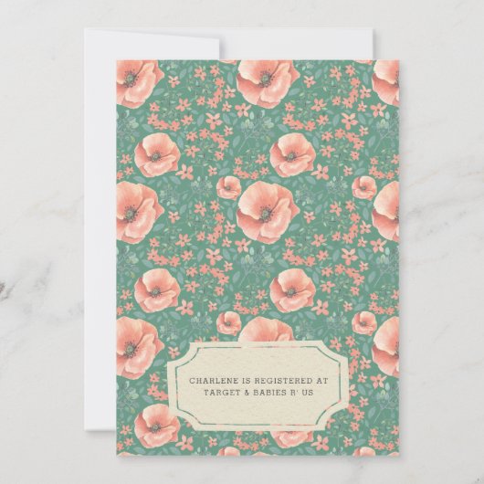 ベビーシャワー招待状|ヴィンテージフローラのストーリーブック 招待状 (裏面)