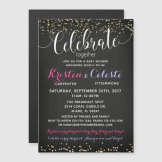 ベビーシャワー招待状、共同の友達 マグネット招待状