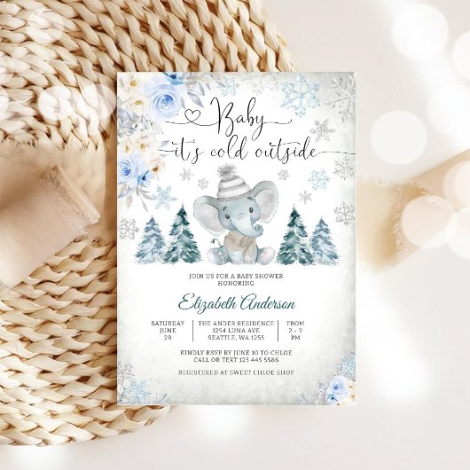 ベビーシャワー招待状　冬の象の招待状 招待状