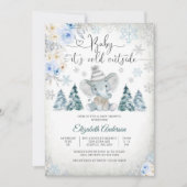 ベビーシャワー招待状　冬の象の招待状 招待状 (正面)