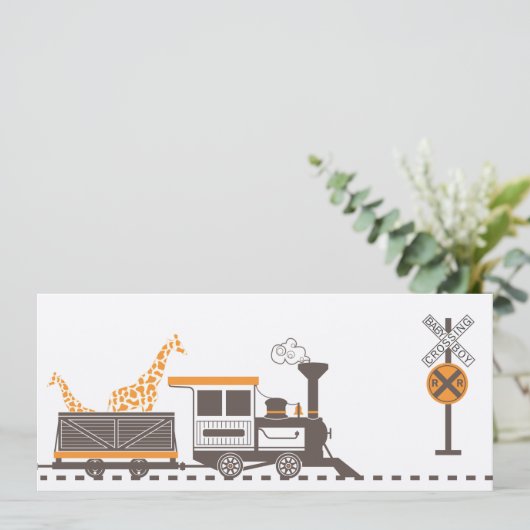 ベビーシャワー招待状-動物用列車 招待状 (スタンド正面)