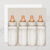 ベビーシャワー招待状 - 哺乳瓶 サンキューカード (正面/裏面)