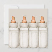 ベビーシャワー招待状 - 哺乳瓶 サンキューカード (正面)