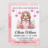 ベビーシャワー招待状、子犬のテーマ招待状 招待状 (正面/裏面)