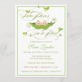 ベビーシャワー招待状-少年と少女の豆（ポッド） 招待状