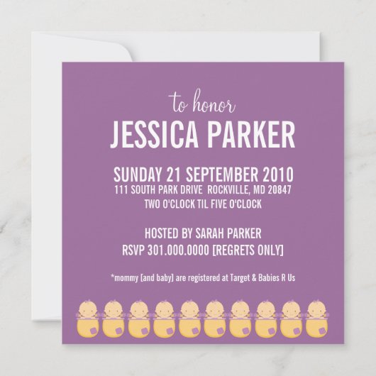 ベビーシャワー招待状 招待状 (裏面)
