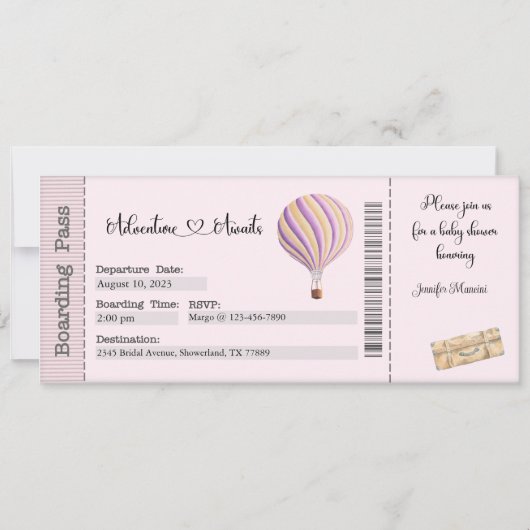 ベビーシャワー招待状、旅行ベビーシャワー 招待状 (正面)