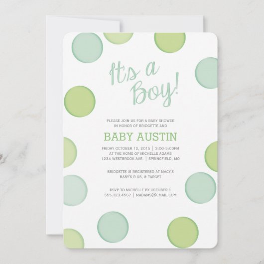 ベビーシャワー招待状 | 男の赤ちゃんバブル 招待状 (正面)