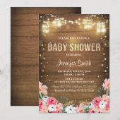 ベビーシャワー招待状　男女共用　ラスティック　フラワーデザイン　ガーデン 招待状 (正面/裏面)
