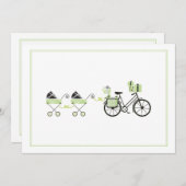 ベビーシャワー招待状 - 自転車 & ベビーカー 招待状 (正面/裏面)