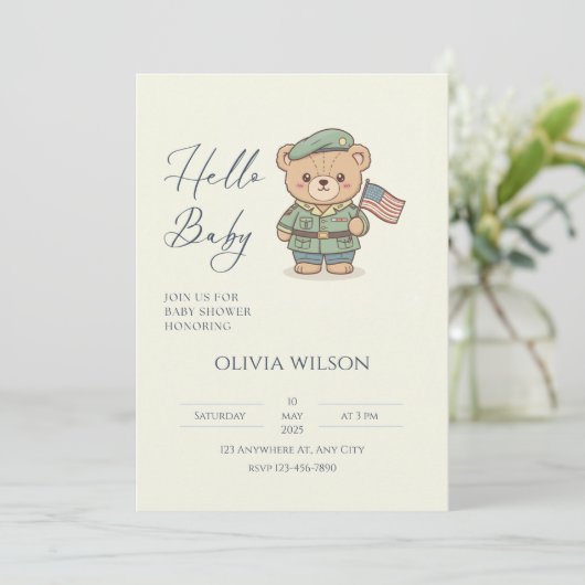 ベビーシャワー招待状(軍隊家族用) 招待状 (スタンド正面)